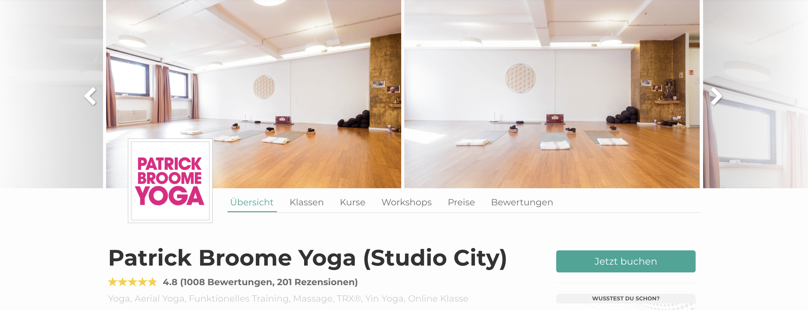 Patrick Broome ist top Yoga Studio in München